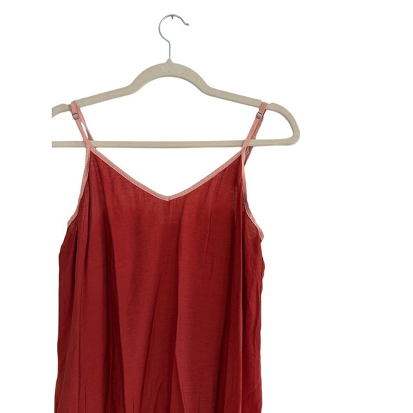 LACA USA Burnt Orange Slip Dress Ruffle Hem Size Small Y2K Babydoll Lagenlook - Picture 3 of 5